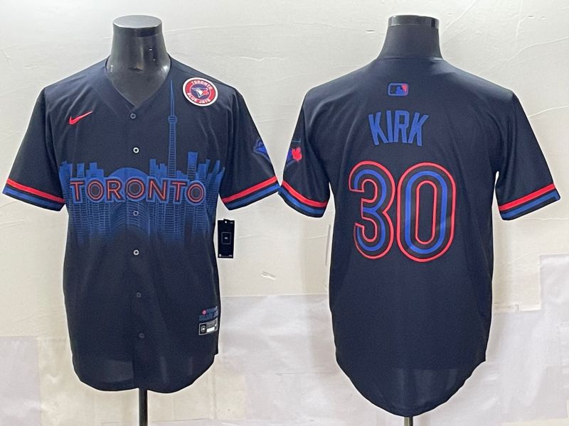 Men 2025 Toronto Blue Jays #30 Kirk Black Joint Name Nike MLB Jersey style 6